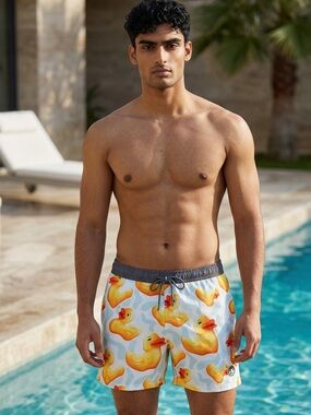 NWT NEFF Warp Ducky Swim Trunks Men’s Graphic Print Board Shorts Size S,M,L,XL